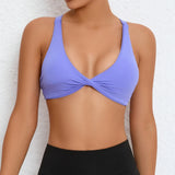 Women Twist Front Cross Back Sports Bra