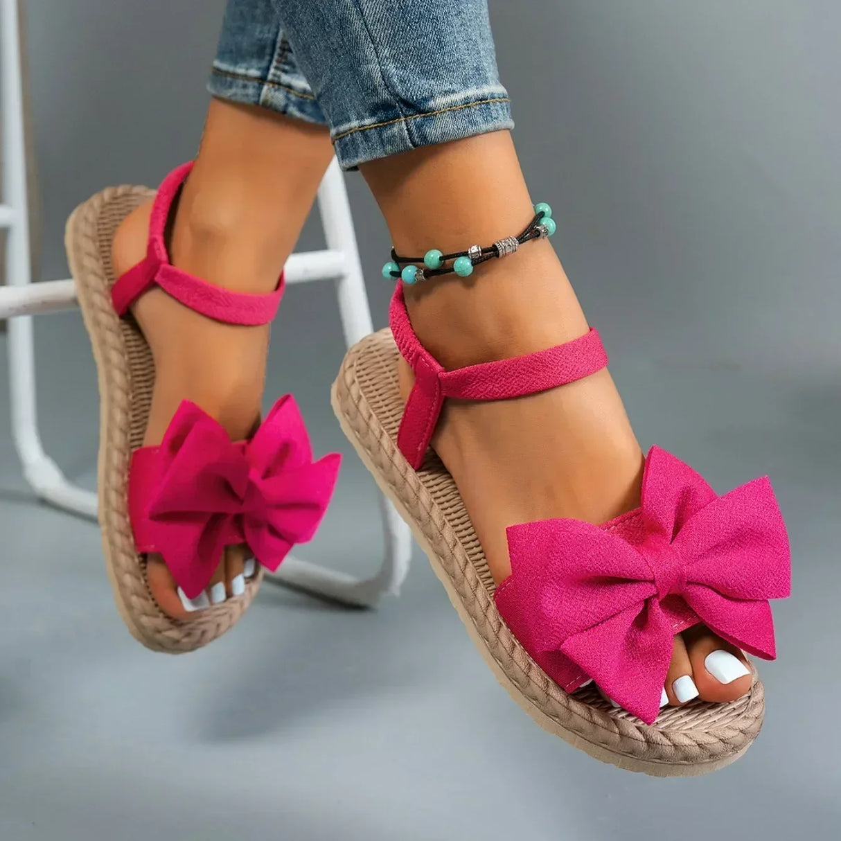 Women Platform Bow Tie Sandals Summer Slides