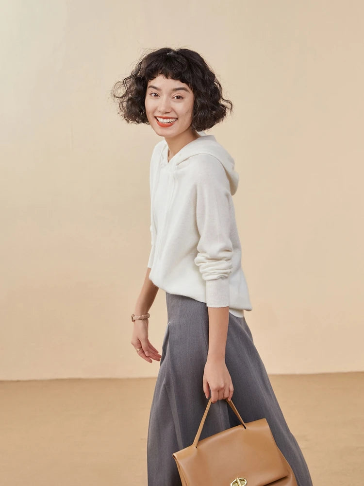 Women's 100% Cashmere Hooded Sweater