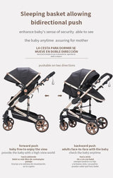3-in-1 baby stroller with bidirectional push feature for easy visibility and comfort, ideal for infants up to 3 years.