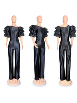 Women Satin Puff Sleeve Party Jumpsuit