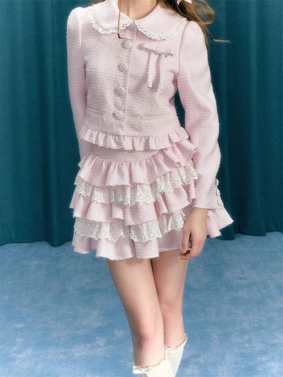 Women Tartan Lace Mini Skirt