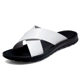 Men Italian PU Leather Slip-On Slippers