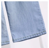 Women Ice Silk Wide Leg Jeans