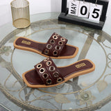Women’s Fashion Slippers Summer Flat Square Sandals