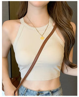 CotPad™ knitted beauty back camisole in beige, featuring soft cotton fabric and casual style, perfect for all-season wear.