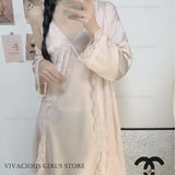 Women Satin Robe Nighty Set