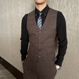Men Plaid 3-Piece Business Suit
