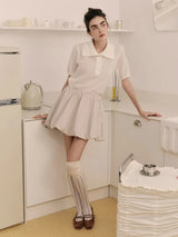 Women's Polo Collar Hollow Knit Sweater