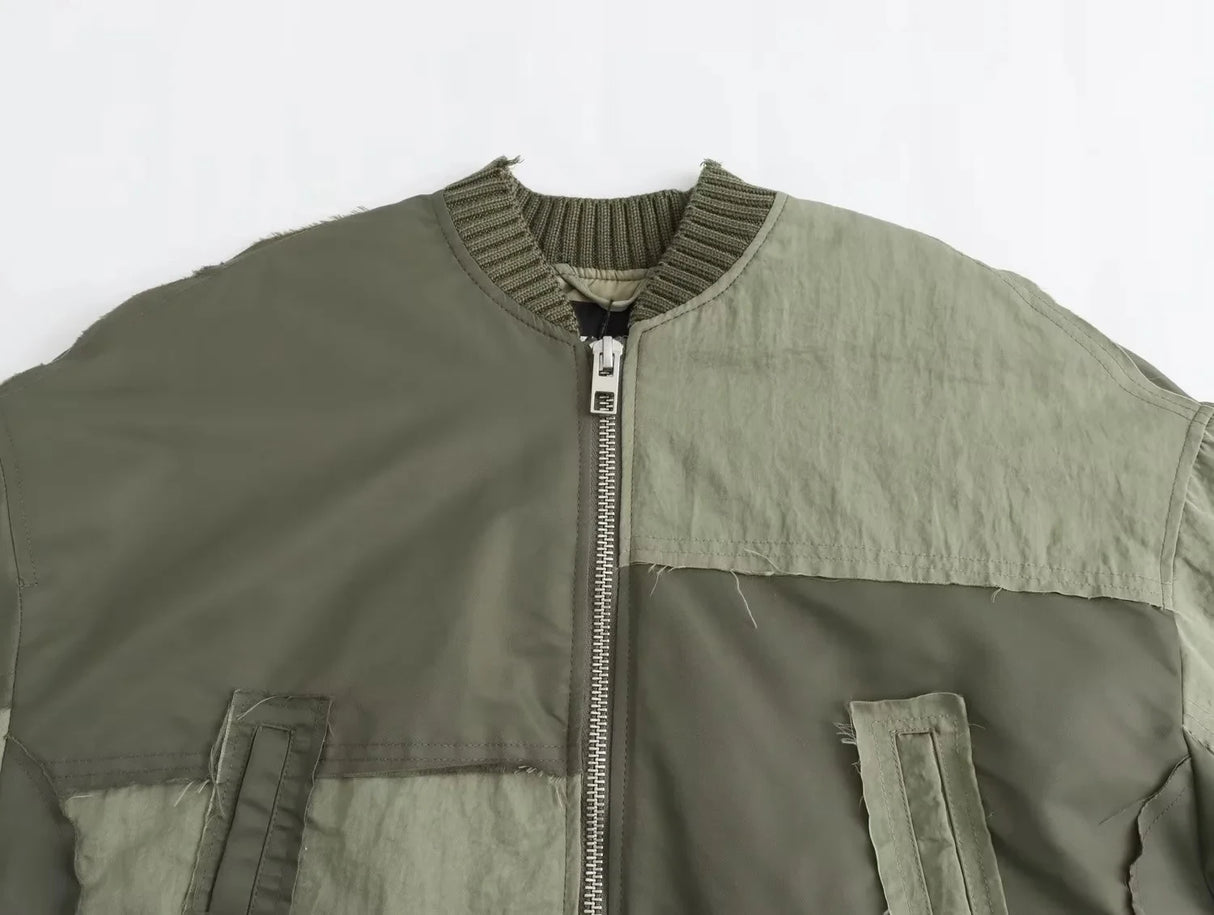 Oversized Army Green Bomber Jacket