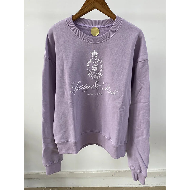 Women's Crown Letter Cotton Sweatshirt