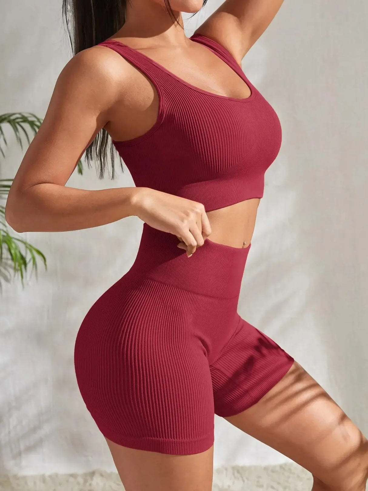 Women Seamless Ribbed Yoga Set