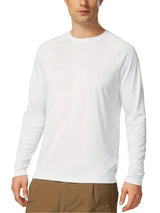 Men's Plus Size Solid Long Sleeve T-Shirt – UV Protection