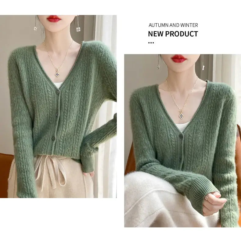 Women Merino Wool Cashmere Cardigan