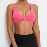 Women Twist Front Cross Back Sports Bra