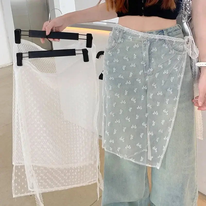 Women Vintage Lace Tulle Bandage Skirt