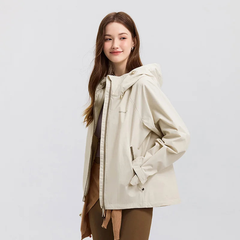 Women's Windproof Raglan Hooded Spring Jacket