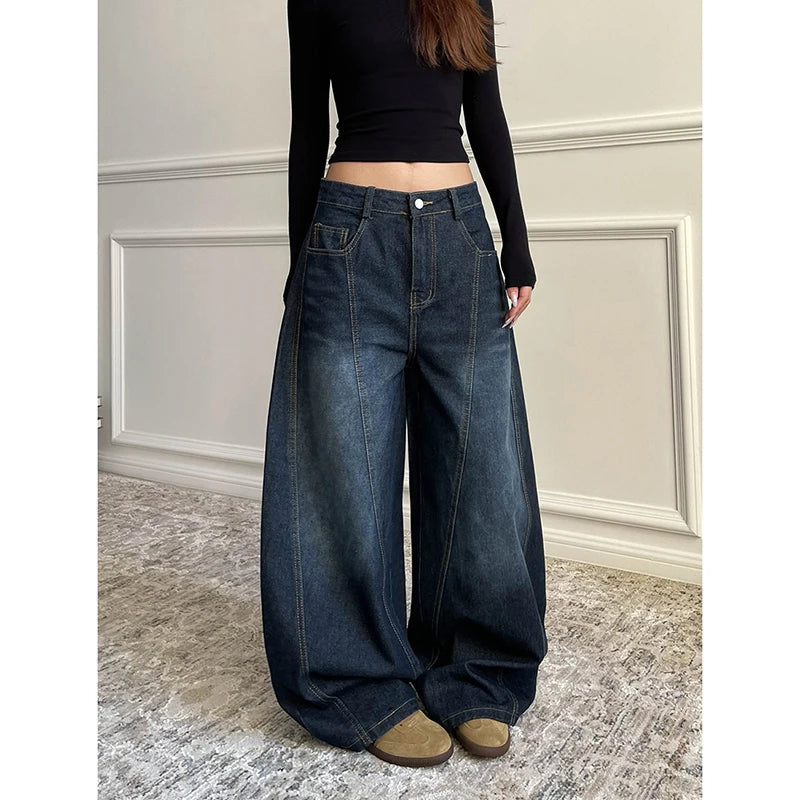 HarajukuWide™ – Baggy Retro Y2K Jeans (High Waist, 2000s Style)