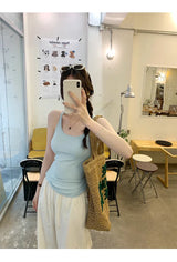 Basic Ribbed O-Neck Camisole Tank Top