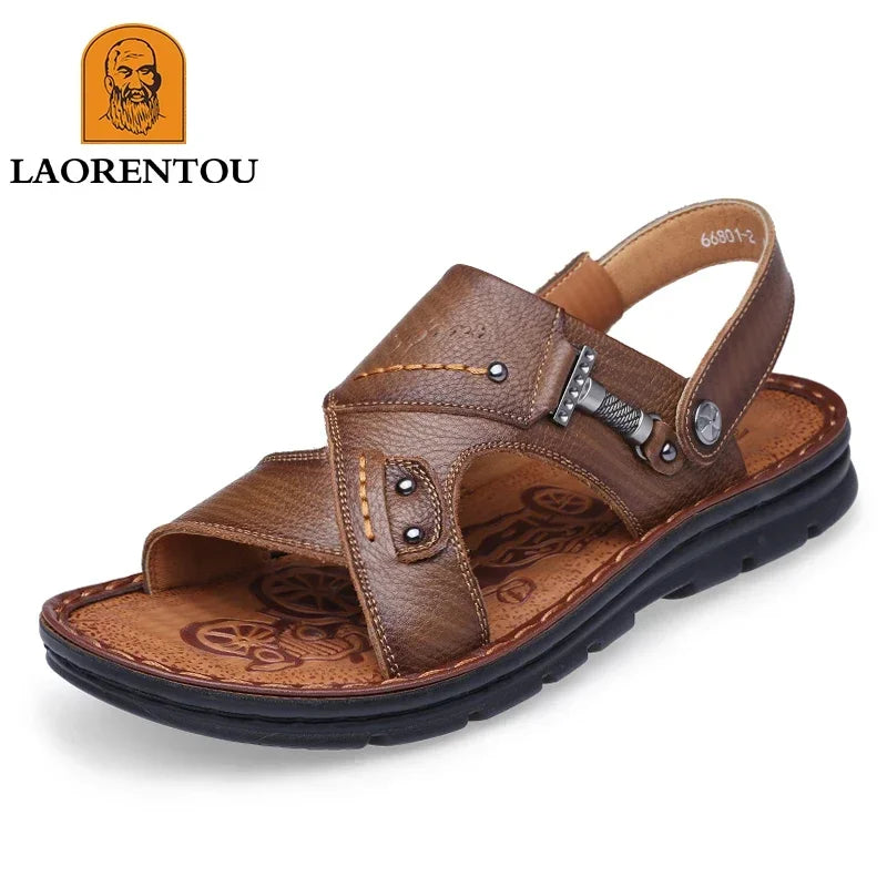 Men Leather Buckle Casual Sandals