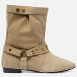 Women Rivet Embellished Ankle Boots – Casual Pointed Toe Suede