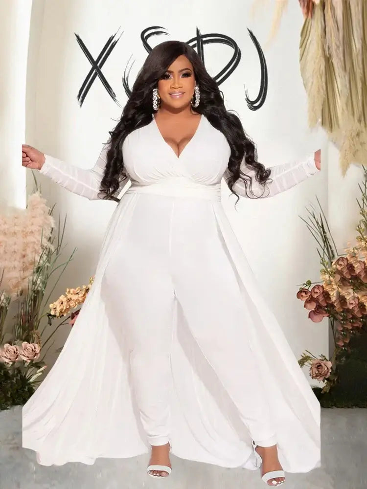 Women Mesh Lace Sleeve Pants Set