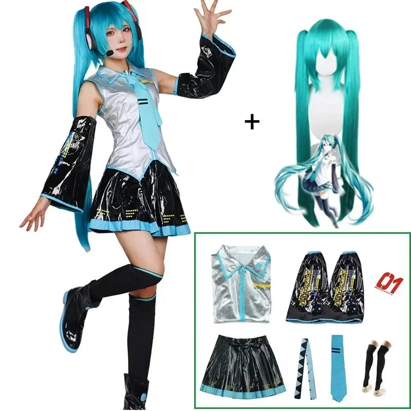 Hatsune Miku Silver Leather Cosplay Costume
