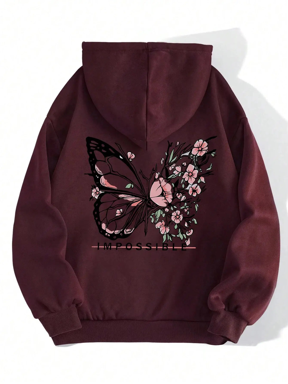 Rose Butterfly Graphic Hoodie