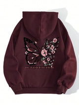 Rose Butterfly Graphic Hoodie