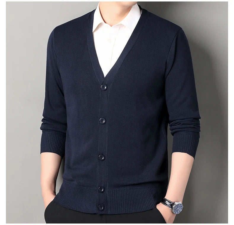 Men V-Neck Knit Cardigan