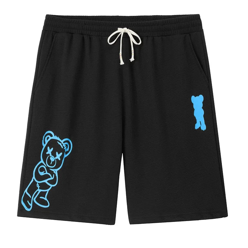 Plus Size Men's Graphic Gym Shorts – Casual Stretch