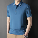 Men Luxury Silk Cotton Polo Shirt