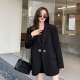 DrapeForm™ – Longline Loose Blazer (Youthful Black Jacket, Layered Elegance)