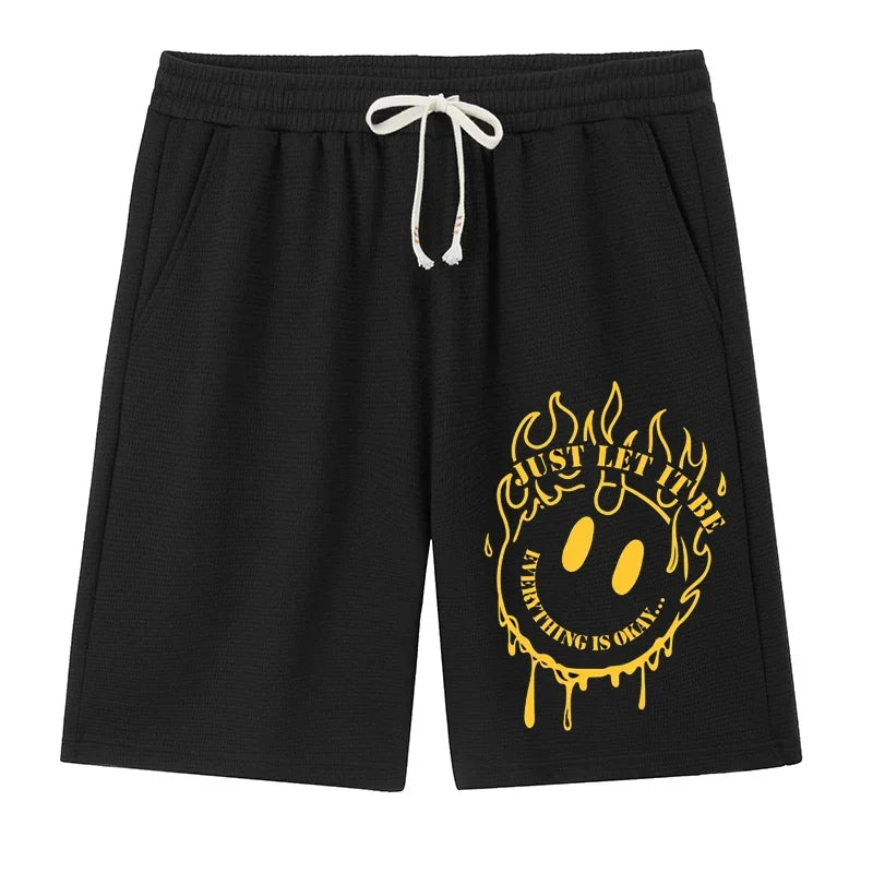 Plus Size Men's Graphic Gym Shorts – Casual Stretch