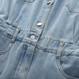 DenimPulse™ – Waist Slim Short Denim Jumpsuit (Playful, Sculpted & Trendy)