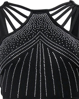 GlimmaStrap™ – Multi-Strap Rhinestone Jumpsuit (Black, Glamorous & Eye-Catching)