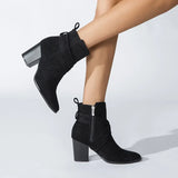 Women Pointed Toe Zipper Ankle Boots – Autumn High Heel Short Booties