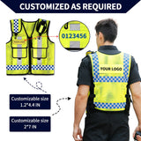 Adjustable mesh safety vest with customizable sizes and logo options for enhanced visibility and safety.