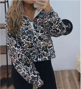 Women Leopard Print Hoodie Jacket