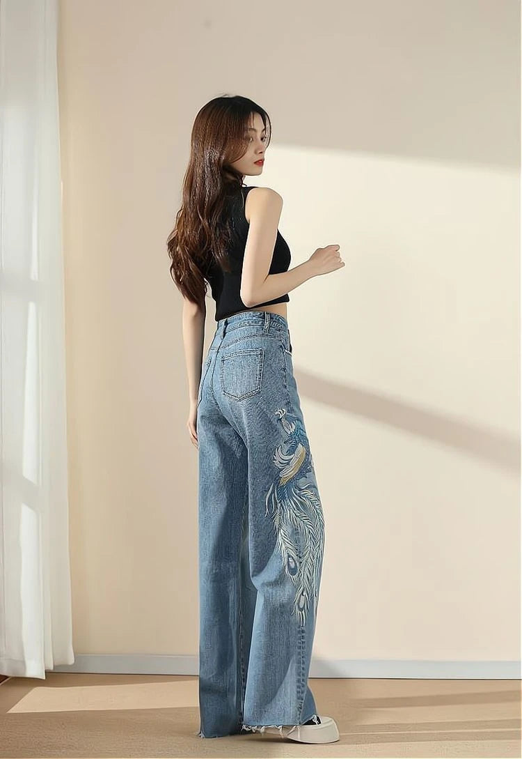 FlexCharm™ – Embroidered Loose Fit Jeans (Light Blue, S-XXXL Sizing)