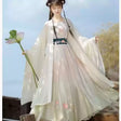 Elegant Hanfu traditional dress for women, featuring flowing sleeves and floral details, perfect for party outfits.