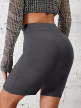 Women Solid Elastic Bodycon Skirt