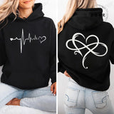Women's Heartbeat Print Retro Hoodie