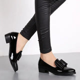 Women’s Leather Loafers Round Toe Lace-Up Shoes