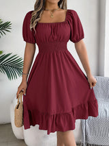 Women Square Neck Summer Dress