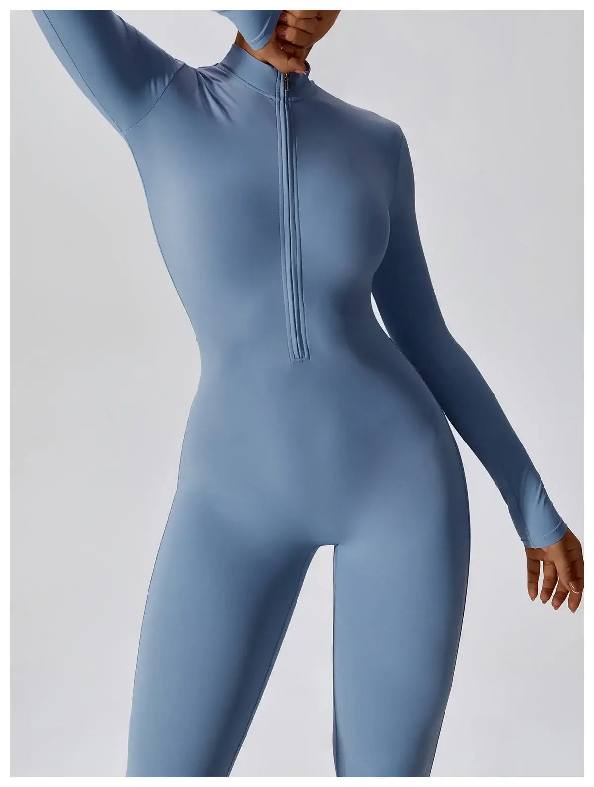 Women Fitness Zipper Long Sleeve Jumpsuit
