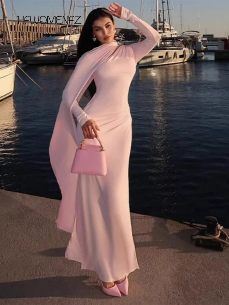 Women Pleated Ribbon Long Dress