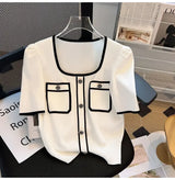 Women Square Neck Knit T-Shirt