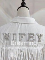 Personalised Pearl Denim Jacket for Bachelorette Party