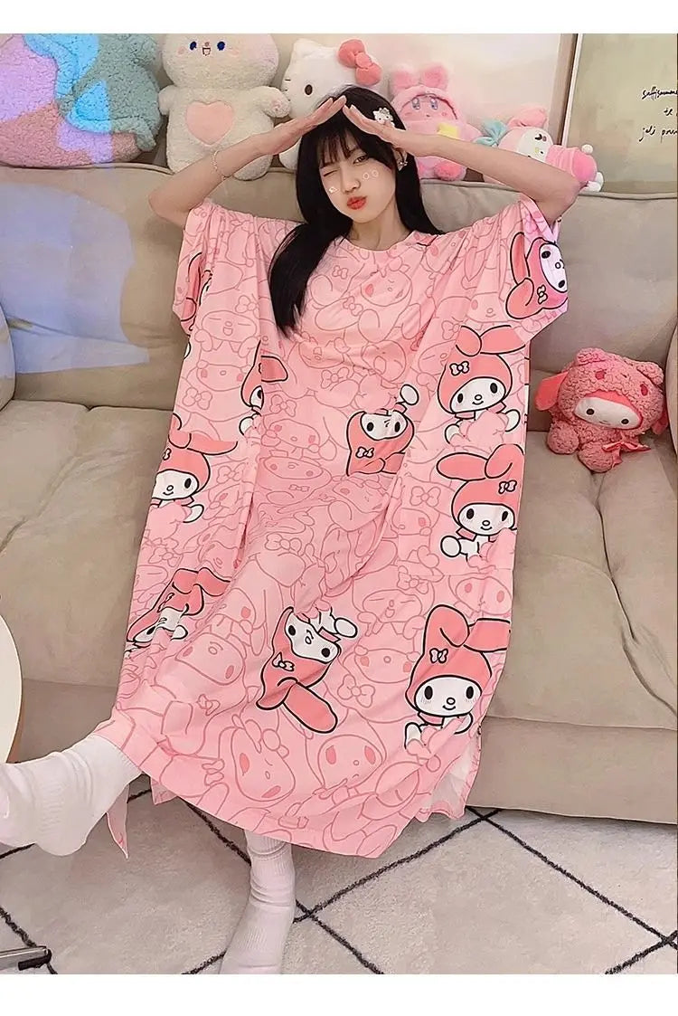 Women Cartoon Print Long Nightgown